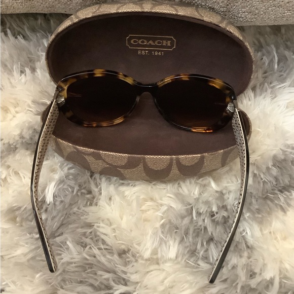 Coach Brown Spotty Tortoise Sunglasses w/ Rhinestone Accents w/ OG case & Cloth - Picture 3 of 7